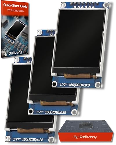 AZDelivery 3 x 1,77 Zoll SPI TFT Display 128x160 Pixel ST7735 2,7V – 3,3V kompatibel mit Arduino und Raspberry Pi inklusive E-Book! AZDelivery 3 x 1,77 Zoll SPI TFT Display 128x160 Pixel ST7735 2,7V – 3,3V kompatibel mit Arduino und Raspberry Pi inklusive E-Book! von AZDelivery