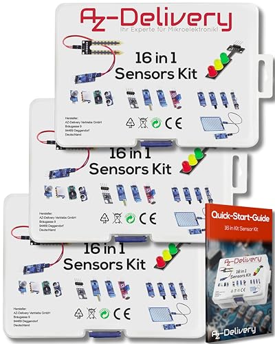 AZDelivery 3 x 16 in 1 Kit Zubehörset mit Sensoren und Modulen kompatibel mit Arduino und Raspberry Pi inklusive E-Book! von AZDelivery