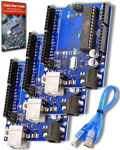 AZDelivery 3 x AZ-ATmega328DIP-Board Mikrocontroller Board ATmega16U2 8-bit Entwicklerboard mit Hauptplatine und USB-Kabel inklusive E-Book! von AZDelivery