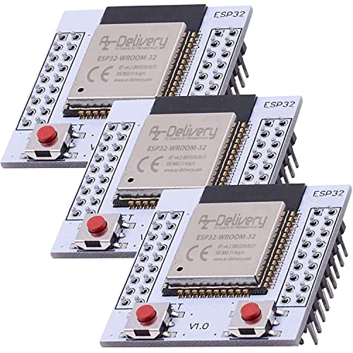 AZDelivery 3 x ESP32 WLAN WiFi Modul mit gratis Adapterplatte kompatibel mit Arduino und Mikrocontroller inklusive E-Book! von AZDelivery