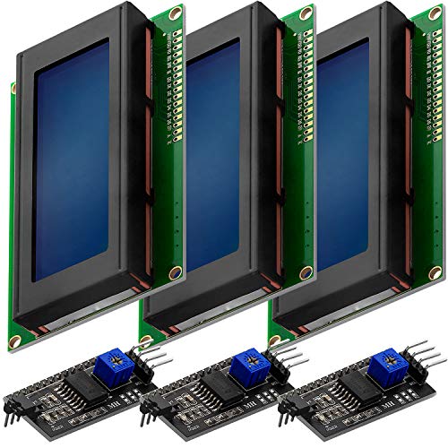 AZDelivery 3 x HD44780 2004 LCD Display Bundle Blau 4x20 mit weißen Zeichen mit I2C Schnittstelle kompatibel mit Arduino und Raspberry Pi inklusive E-Book! von AZDelivery