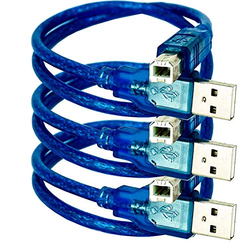 AZDelivery 3 x blaues USB-B auf USB-A Kabel kompatibel Mega 2560, Arduino und jeglichen Entwicklungsboards und Mikrocontroller von AZDelivery