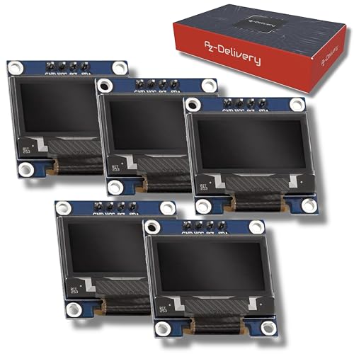 AZDelivery 5 x 0,96 Zoll OLED Display I2C SSD1306 Chip 128 x 64 Pixel I2C Bildschirm Anzeigemodul mit weißen Zeichen kompatibel mit Arduino und Raspberry Pi inklusive E-Book! von AZDelivery