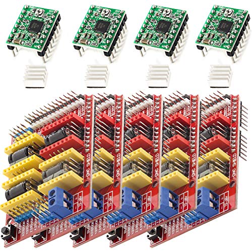 AZDelivery 5 x CNC Shield V3 Bundle mit 4 Stück A4988 Schrittmotor Treiber Stepper mit Kühlkörper, 3D Drucker kompatibel mit Arduino inklusive E-Book! von AZDelivery