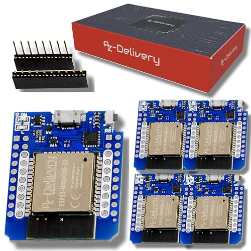 AZDelivery 5 x ESP32 D1 Mini NodeMCU WiFi Modul + Bluetooth Internet Entwicklungsboard kompatibel mit Arduino inklusive E-Book! von AZDelivery