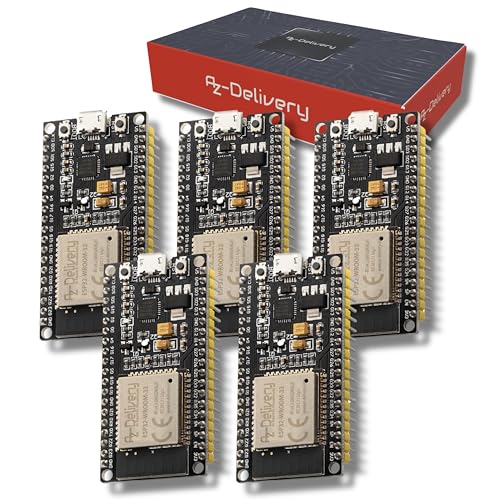 AZDelivery 5 x ESP32 NodeMCU Module WLAN WiFi Dev Kit C Development Board mit CP2102 (Nachfolgermodell zum ESP8266) kompatibel mit Arduino und inklusive E-Book!… von AZDelivery