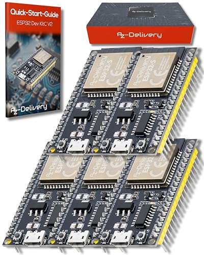 AZDelivery 5 x ESP32S NodeMCU Module WLAN WiFi Dev Kit C Development Board mit CH340 (Nachfolgermodell zum ESP8266) kompatibel mit Arduino und inklusive E-Book! von AZDelivery