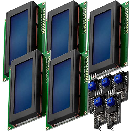 AZDelivery 5 x HD44780 2004 LCD Display Bundle Blau 4x20 mit weißen Zeichen mit I2C Schnittstelle kompatibel mit Arduino und Raspberry Pi inklusive E-Book! von AZDelivery