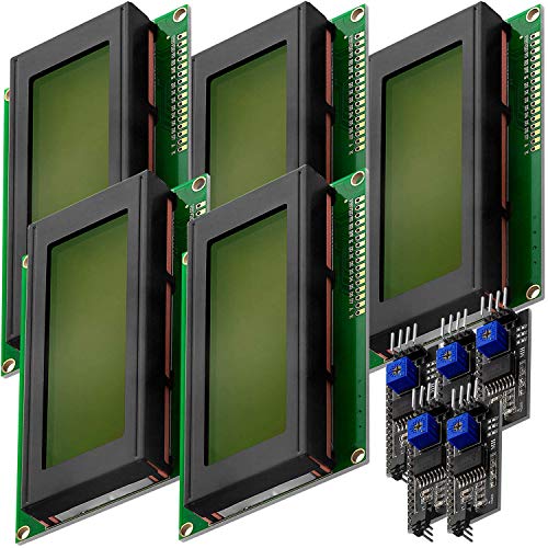 AZDelivery 5 x HD44780 2004 LCD Display Bundle Grün 4x20 mit schwarzen Zeichen mit I2C Schnittstelle kompatibel mit Arduino und Raspberry Pi inklusive E-Book! von AZDelivery
