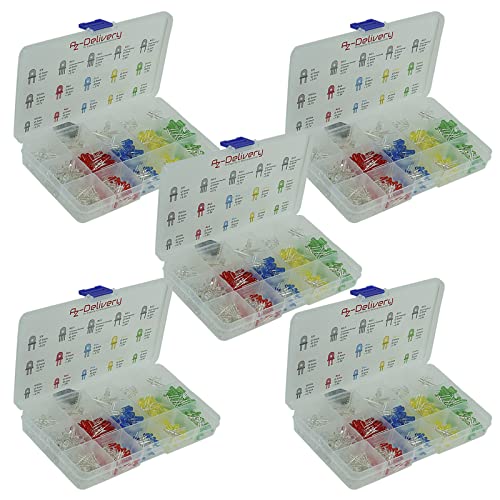 AZDelivery 5 x LED Leuchtdioden Sortiment Kit, 350 Stück, 3mm & 5mm, 5 Farben, Emittierende Runde LED-Diode Set, UV RGB CC/CA kompatibel mit Arduino inklusive E-Book! AZDelivery 5 x LED Leuchtdioden Sortiment Kit, 350 Stück, 3mm & 5mm, 5 Farben, Emittierende Runde LED-Diode Set, UV RGB CC/CA kompatibel mit Arduino inklusive E-Book! von AZDelivery