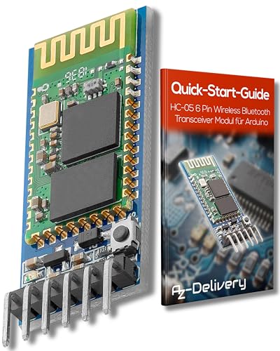 AZDelivery HC-05 HC-06 Bluetooth Wireless RF-Transceiver-Modul RS232 serielle TTL kompatibel mit Arduino und Raspberry Pi inklusive E-Book! von AZDelivery