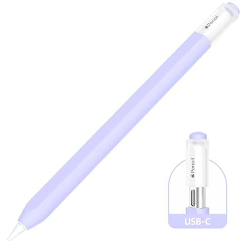 AZF Kompatibel mit Apple Pencil USB-C-Hülle, rutschfeste Silikon-Schutzhülle für Apple Pencil (USB-C), unterstützt magnetisch. (Lavendelviolett) von AZF