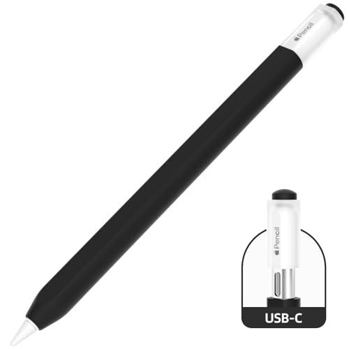 AZF Neue Federmäppchen, kompatibel mit Apple Pencil (USB-C) Hülle, rutschfeste Silikonhülle, magnetische Unterstützung (Schwarz) von AZF