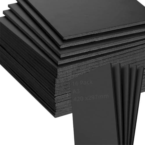 AZKEEGREY 16 Stücke A3 Schaumstoffplatte, Schwarz Styroporplatten 42 x 29.7cm, Leichtschaumplatte 5mm für Modellieren Montage Kunstprojekte von AZKEEGREY