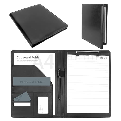AZKEEGREY 2 Stück Leder Klemmbrett Mappe A4 mit Deckel, A4 Schreibmappe Schwarz Konferenzmappe Aktenmappe Arbeitsmappe mit Taschen, Ordner Klemmmappe Organizer AZKEEGREY 2 Stück Leder Klemmbrett Mappe A4 mit Deckel, A4 Schreibmappe Schwarz Konferenzmappe Aktenmappe Arbeitsmappe mit Taschen, Ordner Klemmmappe Organizer von AZKEEGREY