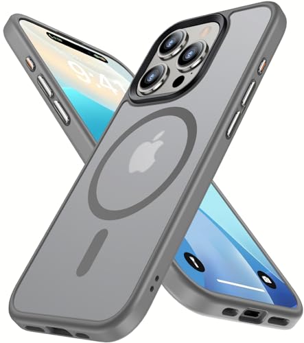 AZONE für iPhone 15 Pro Hülle für MagSafe [Militärschutz] Schutzhülle Magnetisch Samtige Touch Matt Stoßfest Kratzfest Handyhülle Case (Grau, iPhone 15 Pro) von AZONE
