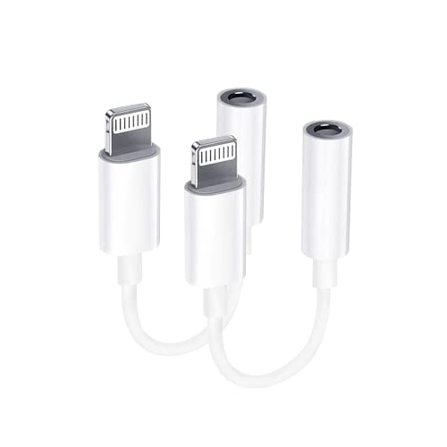 AZOWYU Lightning auf 3.5mm Klinke Adapter MFI Zertifizierung Kopfhörer Adapter für iPhone AUX Audio Kabel Splitter Kompatibel mit iPhone 13/12/11/XS/XS Max/XR/X/8/7 für Alle iOS Systeme - 2er Pack von AZOWYU