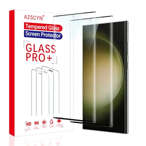 [2 Stück] Schutzfolie für Samsung Galaxy S23 Ultra, 3D Vollständige Displayschutz Blasenfreie Folie, Panzer Schutz Glas, 9H Edge Schutzglas Panzerglasfolie, Sensitive Touch, HD von AZSCYN