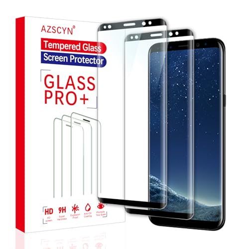 [2 Stück] Schutzfolie für Samsung Galaxy S8, 3D Vollständige Displayschutz Blasenfreie Folie, Panzer Schutz Glas, 9H Edge Schutzglas Panzerglasfolie, Sensitive Touch, HD von AZSCYN