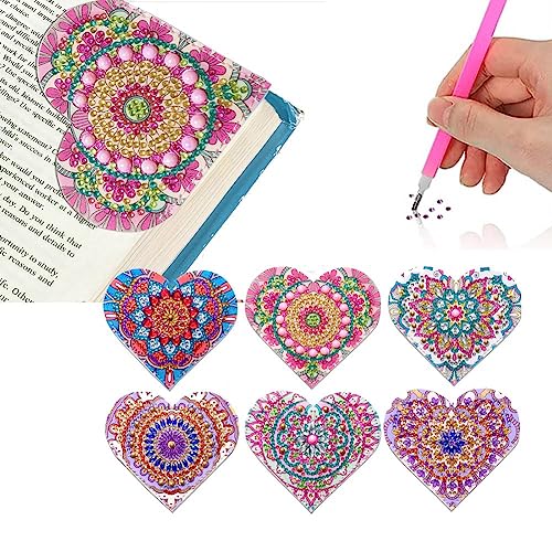 AZURAOKEY 5D 6 Stück Diamantmalerei Lesezeichen Diamant Kunst Lesezeichen Ecke Lesezeichen Handgemachtes Lesezeichen for Zuhause Büro Schule Anfänger Erwachsene Kinder Lesen Basteln Kit Geschenke von AZURAOKEY