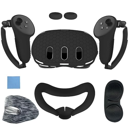 AZURAOKEY 7-teiliges Set VR-Zubehör for Meta Quest 3 Controller-Griffe, Gesichtsabdeckung, weiche Schutzhülle, VR-Frontschalenschutz, Silikon-Controller-Griffe-Abdeckung von AZURAOKEY