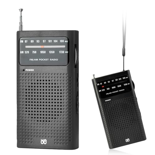 AZURAOKEY Full Band AM FM Small Radio, FM Am tragbare Radio -Batterie (2AA), Weltempfänger mit Lautsprecher und Kopfhörerbuchse for Innen-, Außen- und Notfallgebrauch von AZURAOKEY