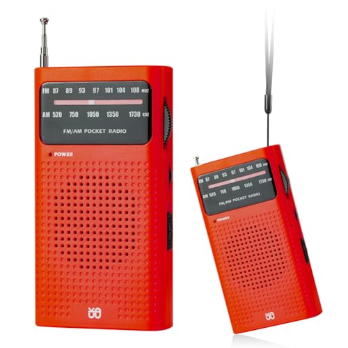 AZURAOKEY Full Band AM FM Small Radio, FM Am tragbare Radio -Batterie (2AA), Weltempfänger mit Lautsprecher und Kopfhörerbuchse for Innen-, Außen- und Notfallgebrauch von AZURAOKEY