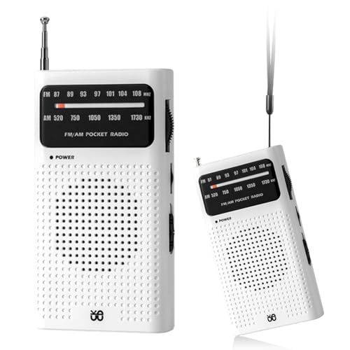 AZURAOKEY Full Band AM FM Small Radio, FM Am tragbare Radio -Batterie (2AA), Weltempfänger mit Lautsprecher und Kopfhörerbuchse for Innen-, Außen- und Notfallgebrauch von AZURAOKEY