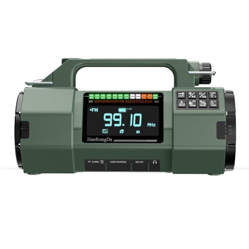 AZURAOKEY Handkurbel Notfallradio mit FM/MW/SW/VHF/WB, Solarbetrieben, SOS-Alarm, LED-Taschenlampe, BT-Lautsprecher 5.2, tragbares Indoor-Outdoor-Notfallgerät for Camping und Outdoor AZURAOKEY Handkurbel Notfallradio mit FM/MW/SW/VHF/WB, Solarbetrieben, SOS-Alarm, LED-Taschenlampe, BT-Lautsprecher 5.2, tragbares Indoor-Outdoor-Notfallgerät for Camping und Outdoor von AZURAOKEY