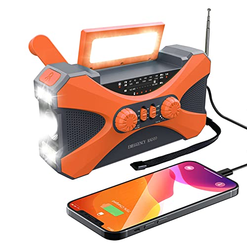 AZURAOKEY Kurbelradio mit Solar und LED Taschenlampe – AM/FM/NOAA Tragbares Radio mit 10000mAh Akku, SOS-Alarm for Outdoor-Abenteuer, Weltempfänger for Camping und Outdoor AZURAOKEY Kurbelradio mit Solar und LED Taschenlampe – AM/FM/NOAA Tragbares Radio mit 10000mAh Akku, SOS-Alarm for Outdoor-Abenteuer, Weltempfänger for Camping und Outdoor von AZURAOKEY