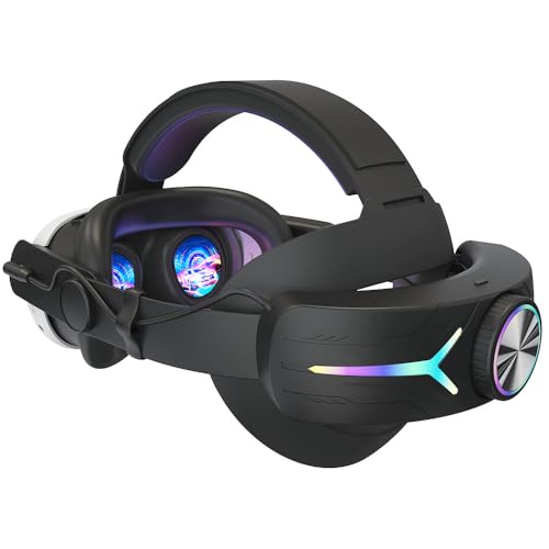 AZURAOKEY RGB Quest 3 Strap Headstrap for Quest 3 Zubehör, Verstellbares Headset mit LED Hintergrundbeleuchtung, Reduzieren des Kopfdrucks Komfortables Kopfpolster for Quest 3 von AZURAOKEY