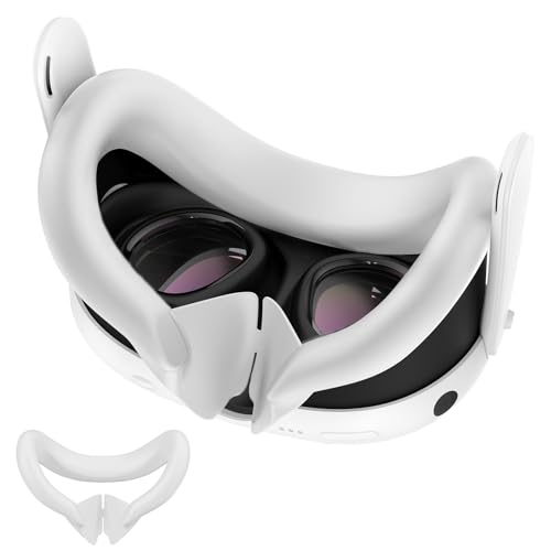 AZURAOKEY VR-Gesichtsabdeckung aus Silikon, kompatibel mit Meta Quest 3 VR-Headset, waschbares Gesichtspolster, Ersatzmaske, Gesichtspolster, schweißfest, mit lichtblockierendem Nasenpolster von AZURAOKEY