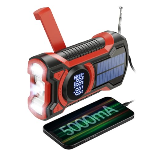 AZURAOKEY Wind UP Solar Emergency Radio, Handkurbel AM/FM/NOAA Wetter Radio tragbar mit 5000mah Power Bank BT 5.3 Telefon Ladegerät LED Taschenlampe SOS Alarm for Camping -Wanderzelte AZURAOKEY Wind UP Solar Emergency Radio, Handkurbel AM/FM/NOAA Wetter Radio tragbar mit 5000mah Power Bank BT 5.3 Telefon Ladegerät LED Taschenlampe SOS Alarm for Camping -Wanderzelte von AZURAOKEY