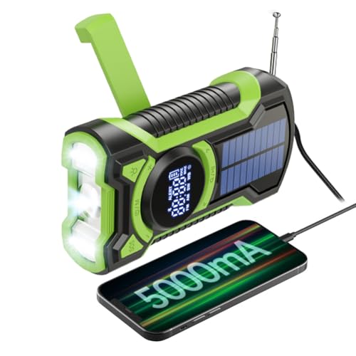 AZURAOKEY Wind UP Solar Emergency Radio, Handkurbel AM/FM/NOAA Wetter Radio tragbar mit 5000mah Power Bank BT 5.3 Telefon Ladegerät LED Taschenlampe SOS Alarm for Camping -Wanderzelte AZURAOKEY Wind UP Solar Emergency Radio, Handkurbel AM/FM/NOAA Wetter Radio tragbar mit 5000mah Power Bank BT 5.3 Telefon Ladegerät LED Taschenlampe SOS Alarm for Camping -Wanderzelte von AZURAOKEY