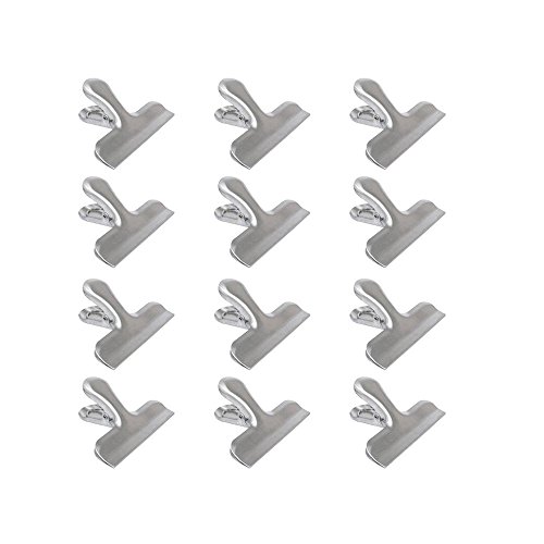AZX Clip 12er Pack Multi-use Binder Clips Tüten Verschlussclips Edelstahl Brief Klammern home Küche Freezer Tasche Clips (Klein) von AZX