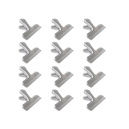 Essen Tasche Metall Clips 12er Pack Multi-use Binder Clips Tüten Verschlussclips Edelstahl Brief Klammern home Küche Freezer Tasche Clips (Klein) von AZX