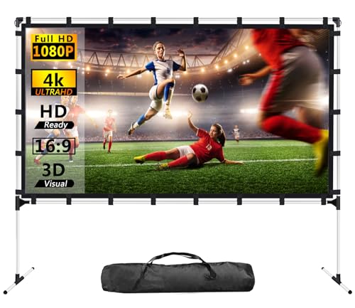 AZXRHWYGS Projektor-Leinwand mit Ständer, 254,4 cm (100 Zoll), faltbar, tragbar, 16:9, HD, 4K, doppelseitige Projektionsleinwand AZXRHWYGS Projektor-Leinwand mit Ständer, 254,4 cm (100 Zoll), faltbar, tragbar, 16:9, HD, 4K, doppelseitige Projektionsleinwand von AZXRHWYGS