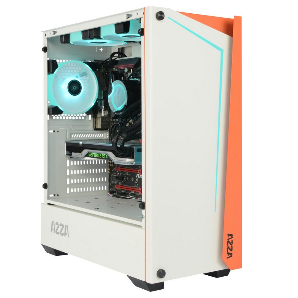AZZA Apollo 430 White Gaming-PC (Intel Core i5 11400, RTX 4060 GB, 16 GB RAM, 500 GB SSD, Luftkühlung, Core i5-11400, RTX 4060 8GB, Windows 11 Pro, WLAN+BT, 3x RGB FAN) von AZZA