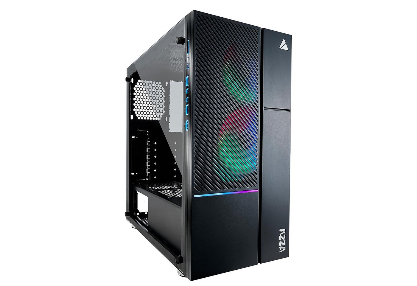 AZZA Gaming-Gehäuse IRIS 330, Formfaktor: ATX, Tempered Glass, RGB Frontpanel, 2x RGB Lüfter AZZA Gaming-Gehäuse IRIS 330, Formfaktor: ATX, Tempered Glass, RGB Frontpanel, 2x RGB Lüfter von AZZA