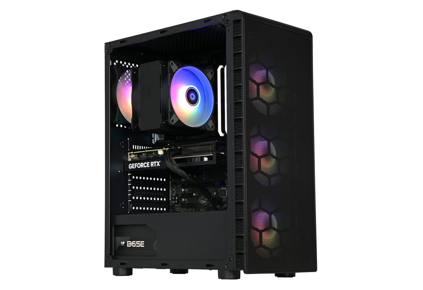 Workstation4u ATX Mesh Tower RGB Gaming-PC (Intel Core i7 12700KF, RTX 4060 Ti 8GB, 16 GB RAM, 250 GB SSD, Luftkühlung, Core i7-12700KF, RTX 4060 Ti 8GB, WLAN+BT, Windows 11 Pro) von Workstation4u