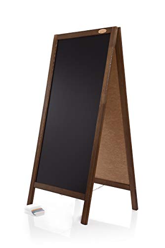 AZZAP Kundenstopper WETTERFEST 120cm Holz Tafel Aufsteller Werbetafel Standtafel Schreibtafel Holztafel Werbung Dunkelbraun von AZZAP