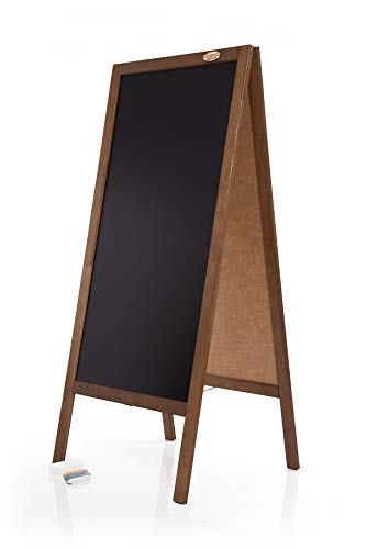 AZZAP Kundenstopper WETTERFEST 130cm Holz Tafel Aufsteller Werbetafel Standtafel Schreibtafel Holztafel Werbung Dunkelbraun von AZZAP