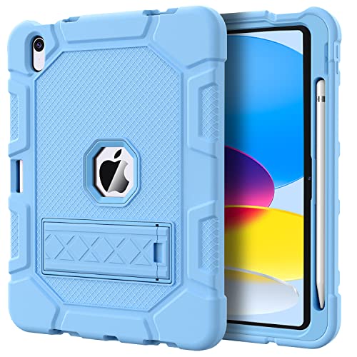 Azzsy Schutzhülle für iPad 10. Generation 10,9 Zoll 2022, [Eingebauter Stifthalter] Robuste, stoßfeste robuste Schutzhülle für iPad 10,9 Zoll 2022, Himmelblau von AZZSY