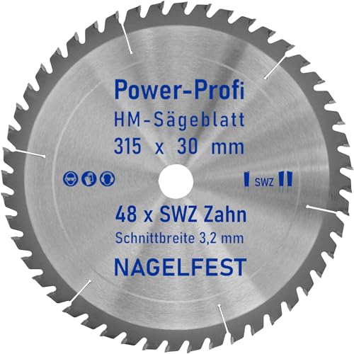 HM-Sägeblatt 315 x 30 mm SWZ 48 x Zahn - nagelfest Super-Allrounder - Kreissägeblatt Wechselzahn HW WZ für Wippsäge Tischkreissäge Brennholzsäge Holz mit Betonbeschlag Brennholz Hartholz Holzplatten HM-Sägeblatt 315 x 30 mm SWZ 48 x Zahn - nagelfest Super-Allrounder - Kreissägeblatt Wechselzahn HW WZ für Wippsäge Tischkreissäge Brennholzsäge Holz mit Betonbeschlag Brennholz Hartholz Holzplatten von AZprof