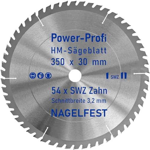 HM-Sägeblatt 350 x 30 mm SWZ 54 x Zahn - nagelfest Super-Allrounder - Kreissägeblatt Wechselzahn HW WZ für Wippsäge Tischkreissäge Brennholzsäge Holz mit Betonbeschlag Brennholz Hartholz Holzplatten HM-Sägeblatt 350 x 30 mm SWZ 54 x Zahn - nagelfest Super-Allrounder - Kreissägeblatt Wechselzahn HW WZ für Wippsäge Tischkreissäge Brennholzsäge Holz mit Betonbeschlag Brennholz Hartholz Holzplatten von AZprof