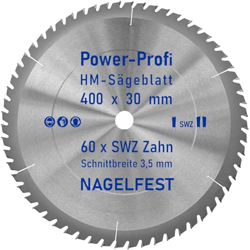 HM-Sägeblatt 400 x 30 mm SWZ 60 x Zahn - nagelfest Super-Allrounder - Kreissägeblatt Wechselzahn HW WZ für Wippsäge Tischkreissäge Brennholzsäge Holz mit Betonbeschlag Brennholz Hartholz Holzplatten HM-Sägeblatt 400 x 30 mm SWZ 60 x Zahn - nagelfest Super-Allrounder - Kreissägeblatt Wechselzahn HW WZ für Wippsäge Tischkreissäge Brennholzsäge Holz mit Betonbeschlag Brennholz Hartholz Holzplatten von AZprof