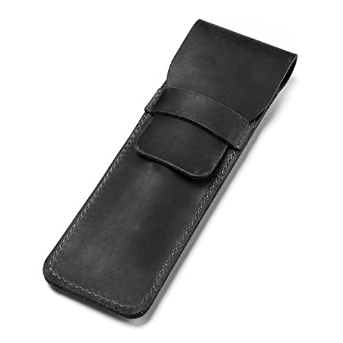 Aabellay Leder Federmäppchen Bleistift Beutel Stifthülle Stifte Etui Handgemachte Stiftehalter Lederetui Stiftetui für Füllfederhalter Stiftemappe Kugelschreiber Eingabestift - Klein Schwarz von Aabellay