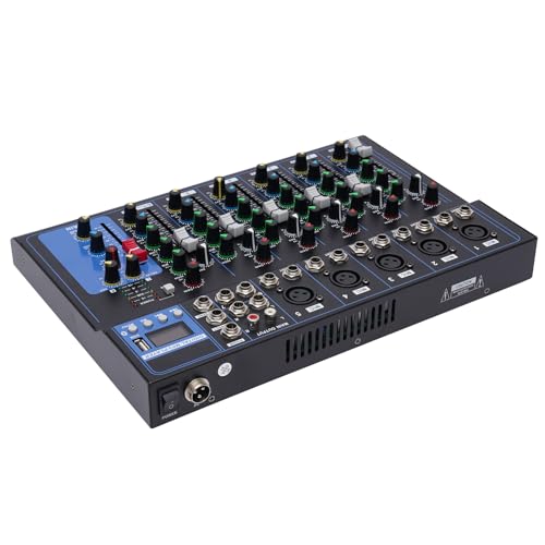 7-Kanal Audio Mixer, Live Studio Mischpult, DJ Konsole Verstärker, geeignet für Computer, Musikinstrumente, Mikrofone, Leitungen und Verstärker, 33 * 23 * 3.7cm, Schwarz 7-Kanal Audio Mixer, Live Studio Mischpult, DJ Konsole Verstärker, geeignet für Computer, Musikinstrumente, Mikrofone, Leitungen und Verstärker, 33 * 23 * 3.7cm, Schwarz von Aangeebone