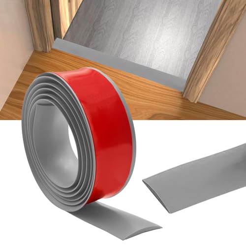 Aartner Übergangsleiste Boden Selbstklebend, 3m x 4cm Türleisten Boden, Übergangsprofil Vinyl Selbstklebend, PVC Sockelleiste für Fußböden Übergangsleisten Laminat Ausgleichsprofil (Grau) von Aartner