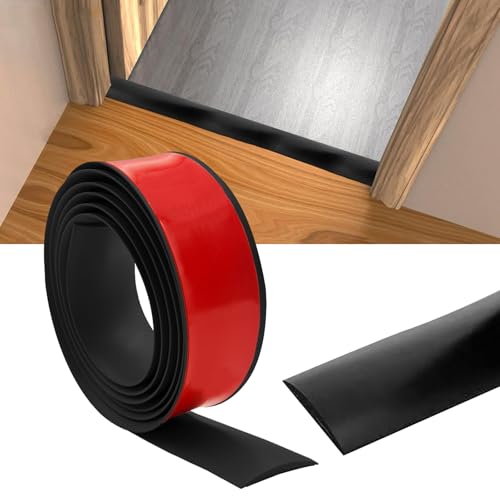 Aartner Übergangsleiste Boden Selbstklebend, 3m x 4cm Türleisten Boden, Übergangsprofil Vinyl Selbstklebend, PVC Sockelleiste für Fußböden Übergangsleisten Laminat Ausgleichsprofil (Schwarz) von Aartner